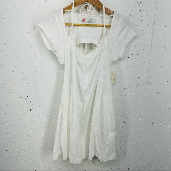 Free People Beach Size Small White Mini Dress Beach Cover Up NEW - Picture 3 of 13